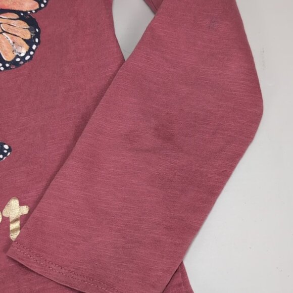 3/$20 Oshkosh Heart Long Sleeve Tshirt Gold Butterfly Sequin Girls Mauve Top - Picture 4 of 10